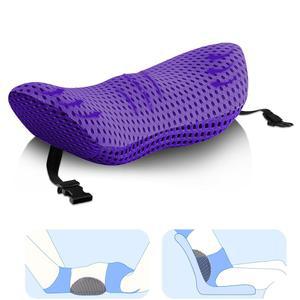 파워올 요추 지지 베개, 허리 에 사용되는 등받이 베개로, 사무용 의자, 자동차, 침대 및 기타 품목에 쉽게 고정할 수 있는 스트랩으로 인체공학적으로 설계되었습니다.보라색