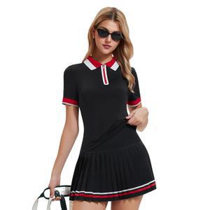 IUK 여성용 긴팔 테니스 드레스 2 운동 스커트 세트 의상 골프 피클볼 운동용