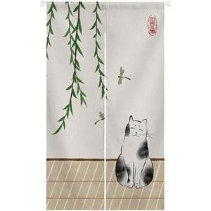 집에서 일본 야생 고양이 손으로 그린 노렌 출입구 커튼, 짧은 85x150cm 맞춤형 서비스 지원