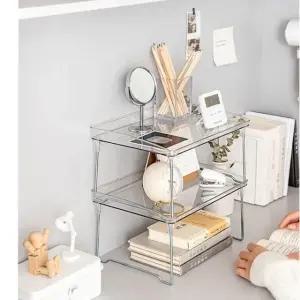 미니 선반 작은 화장대 투명선반 적층형 정리대 수납 (WFK92ZR)
