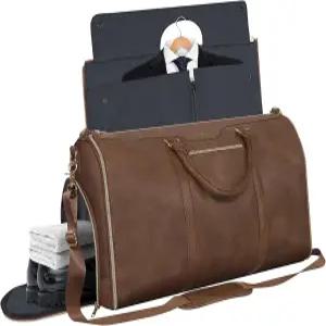 궁극의 3-in-1 의류 더플백 - 주름 없는 넉넉한 50L 용량 방수 기능 출장 주말 휴가에 이상적 (브라운)