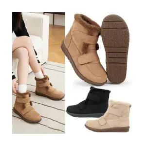 여성 스웨이드 퍼안감 겨울부츠 방한 앵클부츠 벨크로 데일리 슈즈