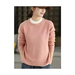 EAMT 여성 겨울 보들보들 따뜻하고 도톰한 스웨터 나사산 긴팔 니트 풀오버 YJ4