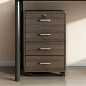 책상 서랍장 사무실 이동식 4단 블랙월넛 40x34x65cm