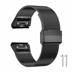 Fenix 8 /7X /6X /5X Plus 밴드, 26mm 밀라노 메탈 퀵 릴리즈 더블 버튼 장치가 있는 핏 시계 스트랩, Garmin 7X Pro / 6X 5X Enduro 3 tactix 7 밴드와 호환 가능