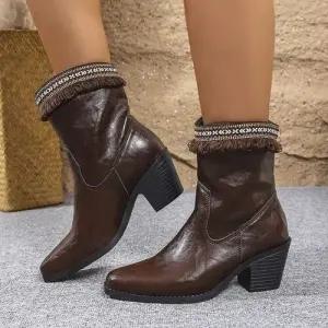 여자 겨울 가을 부츠 토시 앵클숏부츠 스틸레토 가죽 편안한 빅사이즈 통굽 패피4