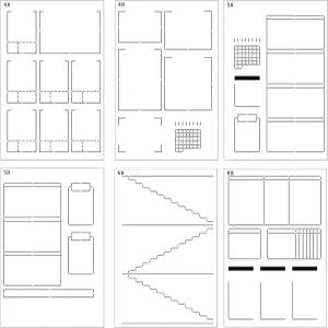 스피디 스프레드 저널 스텐실(주간 레이아웃 2) - A5 블렛 닷 그리드 노트북용 x6 스텐실 전체 페이지 시간