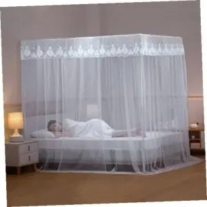 침대용 깔끔한장 레이스 커튼형 캐노피 인디블루