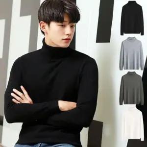 [프로셀러] 남성 4컬러 가을 겨울 포근한 터틀넥 목폴라 니트티