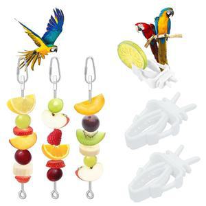 조피터 6 PCS 새 사료 간식 꼬치 잉꼬 매달기 음식 코카투 코카티엘 케이지/ 도구용 스테인리스 스틸 채소