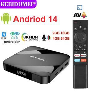 안드로이드 14 TV 박스 블루투스 5.2 8K 4K 셋톱 4GB AV1 S905W2 쿼드 코어 2.4G 및 5G 듀얼 WIFI 음성 원