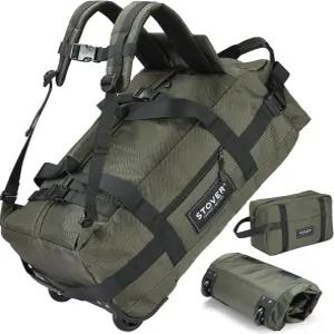 스토버 45L 휴대용 롤링 더플 백 휠 중간 내구성 여행용 화장실 가방 포함 튼튼한 패커블 어깨끈 접이식 -