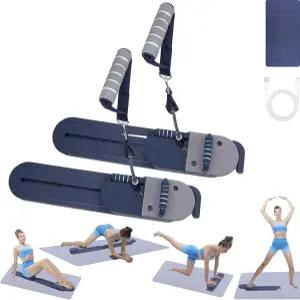 저항 밴드가 있는 필라테스 리포머 머신 - 홈 운동을 위한 업그레이드된 다기능 피트니스 보드 푸시업 앱