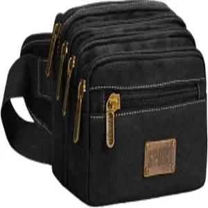 남성용 패니 팩 멀티 포켓 지퍼 허리 가방 러닝용 벨트 자전거 여행 걷기 하이킹 낚시 캠핑(블랙)