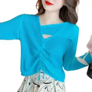 줌바복 댄스복 상의 라인 방송댄스 길이 조절 니트 화이트 M