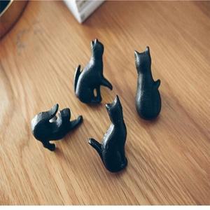주철 매트 검은 고양이 모양 손잡이 미국 문 서랍은 서랍 수납장    인 장식 가구 하드웨어를 처리