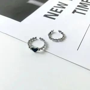 하트디자인 패션링 링세트 2개 세트 블랙 (WFKBJHM)