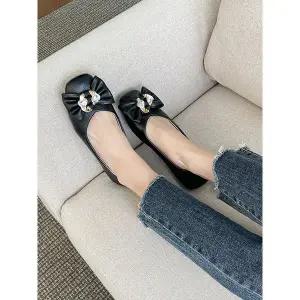 [하프클럽/]큐빅 리본 플랫슈즈 1cm