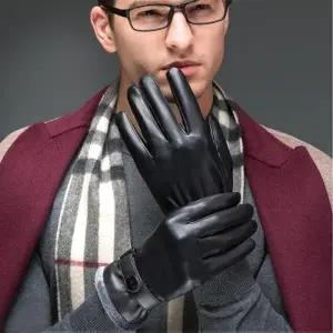 (품번 품번/LD-1125 남자똑딱가죽장갑)한겨울 강추위 남자 가죽장갑 안감 기모 퍼 방한용 라이더 스포츠 가