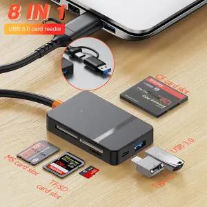USB3.0 8-in-1 카드 리더 허브 CFSDMSTF 메모리 카드 리더 PC iphone 호환 16 15 카메라 컨버터 외장 USB