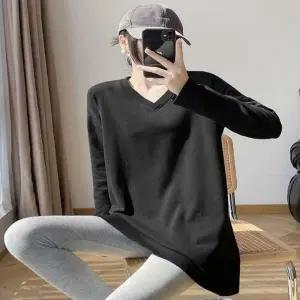 힙덮는 데일리 2컬러 겨울 기모안감 브이넥 루즈핏 롱티셔츠