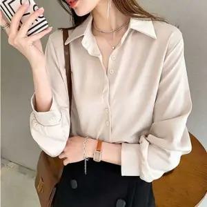 베이직 실키 셔츠 블라우스 여성 오피스룩 봄가을