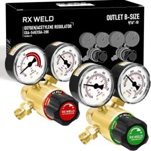 RX WELD 산소 및 아세틸렌 레귤레이터 CGA540 CGA200 V 스타일 용접 가스 토치 커팅과 호환 - PC 핸들