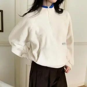 [옷자락]여성 가을 겨울 포근한 뽀글이 반집업 티셔츠