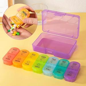 휴대용 여행용 약 보관 정리함 비밀 칸막이 주간 7 일 정제 상자 1 개