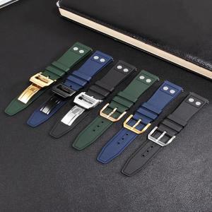 20mm 21mm 22mm 자연 소프트 불소 고무 FKM 고무 시계 밴드 IWC 스트랩 빅 파일럿 Portofino 탑건 시계 밴