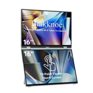 Biaknoe U16 Pro 16인치 듀얼 휴대용 모니터 터치스크린, 1200P FHD 노트북 화면 익스텐더(USB-C /HDMI 포함), 노트북용 접이식 여행용 /Mac /PC /폰 /Windows, VESA 마운트 가능