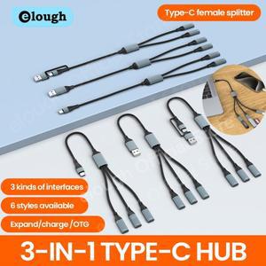 Elough Type C 허브 USB 분배기 커넥터 OTG 어댑터 USB/USB C-3 데이터 전송 노트북 PC 용 U 디스크/카드