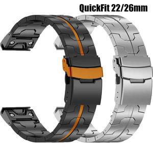 가민 Fenix 7 8 47mm Instinct 2X Solar Epix Pro 51mm 밴드용 티타늄 메탈 스트랩 (퀵핏 22mm 26mm)