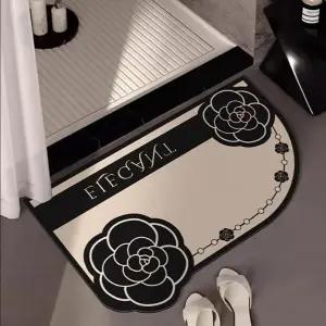 고급 카멜리아 규조토 사각 욕실 매트 80x50 발깔판 인테리어 흡수력 까아 현관문 럭셔리 미끄럼방지