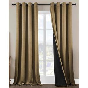 침실 및 거실용 MISSTIAM 골드 암막 커튼 2 패널 세트 폭 52인치, 길이 104인치 단열 커튼, 추위 또는 더위 완전한 빛 차단