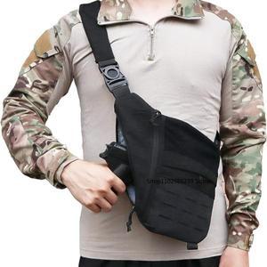 전술 크로스바디 슬링백 휴대용 권총 홀스터 가방 숄더 체스트 팩 (일상 사냥 낚시용)