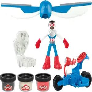 플레이도 마블 캡틴 아메리카 모토 슬라이서 플레이셋 벤디 액션 피규어 액세서리 3종 4세 이상 용 상상