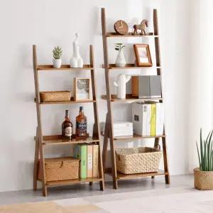 벽 수납장 원목 사다리 선반 A타입 우드 티컬러 4단