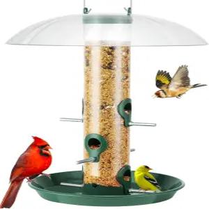야외용 킹야드 메탈 버드 피더 대형 115인치 보호 돔과 8인치 탈착식 트레이 2파운드 시드 용량녹색의 야생