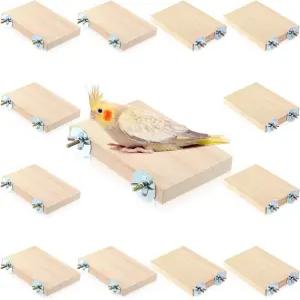 레기너리 12개 나무 새 플랫폼 직사각형 농어 스탠드 보드 해비타트 케이지 코너 선반 세탁기 발 연마