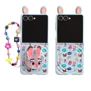 맥세이프 스마트톡 거치대 스트랩 갤럭시 Z플립 7 6 5 4 3 귀여운 토끼귀 캐릭터 슬림 하드 케이스