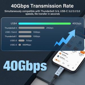 모아식 USB4 케이블 40Gbps 240W 8K 썬더볼트 4 타입 C 고속 충전 4.0 to 데이터 전송 1.5m 2m 길이  30cm