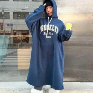 H스타일 OP)덤블후드OPS 겨울 후리스 원피스 OPS 드레스 데일리룩 홈웨어 파자마 잠옷 오버핏