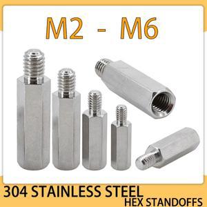 304 스테인리스 스틸 스탠드오프 암수 육각 보드 스페이싱 나사 기둥 볼트 PCB 지지대 M2 M2.5 M3 M4 M5 M6