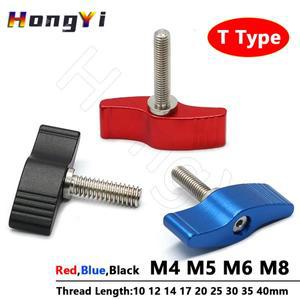 1/2/5Pcs T 형 엄지 나사 M4 M5 M6 M8 수동 손잡이 조이기 SLR 레일로드 슬라이더 용 조정 가능 나비 모양