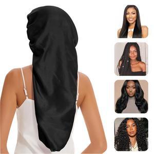 직모와 곱슬머리 모두를 위한 길이 조절 가능한 실키 수면캡 1개 드레드락과 땋은 머리를 위한 특대형 헤어캡 새틴 수면캡