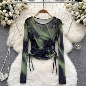 상의 스포츠 밸리 라인 공연복 여성 라틴 댄스복 연습복