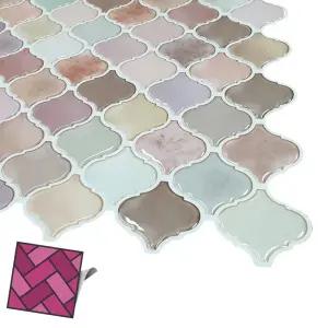 월타일스티커 507 적색혼합 잔다마스크 타일시트 타일스티커 스티커타일