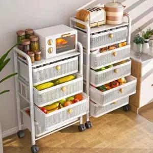 이동식트롤리 서랍형트롤리 주방 선반 철제 바구니 틈새형 4단 A