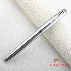 Jinhao 85 스테인레스 스틸 만년필 실버 0.38MM 펜촉 잉크 펜(컨버터 쓰기 포함)
